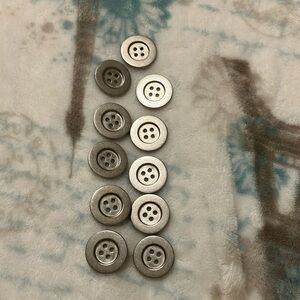 9 Weighted Silver Tone Buttons With 4 Holes